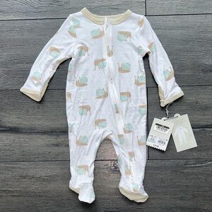 Snail Print White and Tan Kids One Piece